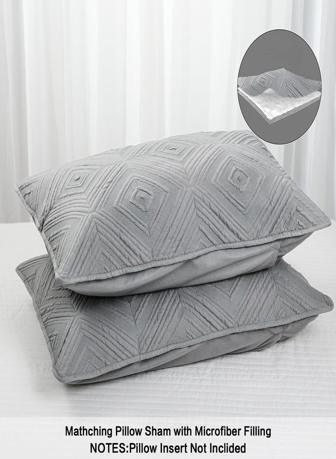 BOSOWOS Pillow Shams Queen Size Set of 2, Ultra Soft Breathable Quilted Pillow Cases 20 x 30 Inches for Sleeping Grey Square Queen 2Packs - Image 3